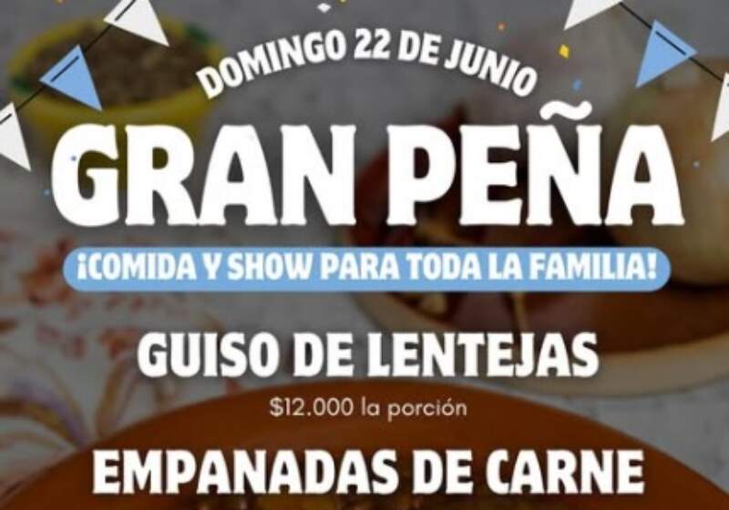 La cita será este domingo 22 de junio a las 12 en la sede de la institución. Habrá guiso de lentejas, empanadas y show en vivo de Miguel Rearte.