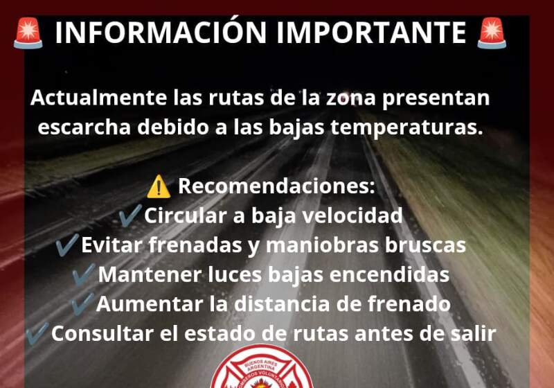 Bomberos alertaron sobre presencia de hielo y se recomendó circular con extrema precaución.