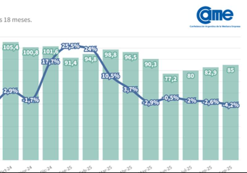 Las ventas minoristas pymes cayeron 4,2% interanual en septiembre
