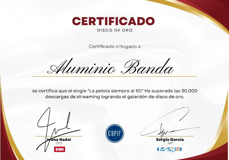 Aluminio Banda obtiene su primer disco de oro