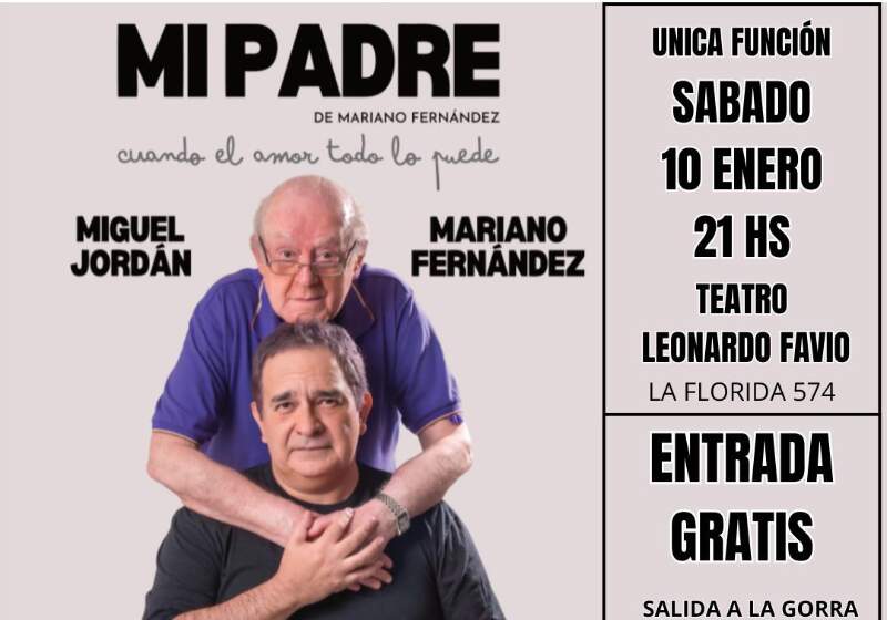 El espectáculo de Miguel Jordán y Mariano Fernández se presentará el sábado 10 de enero a las 21 en el Teatro Leonardo Favio, con entrada a la gorra.