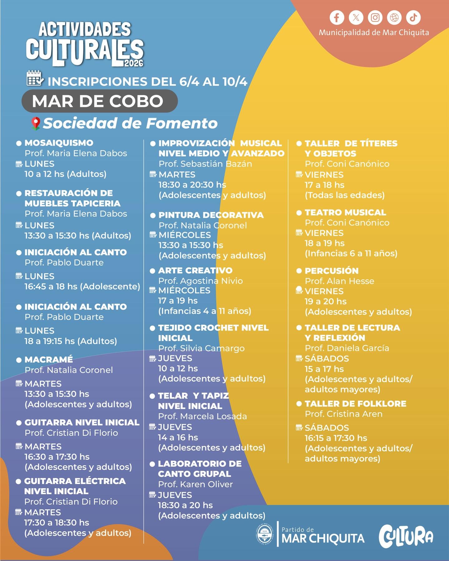 Abren las inscripciones para los talleres municipales 2026