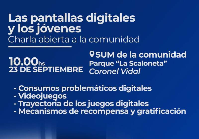 Convocaron a una jornada sobre pantallas digitales y jóvenes en Coronel Vidal